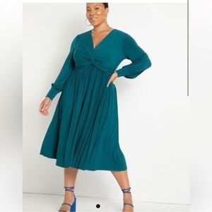 Eloquii Knot Front Pleated Skirt Dress